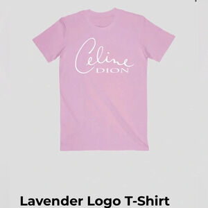 NWT CELINE DION lavender logo short sleeve t-shirt unisex L/XL official merch